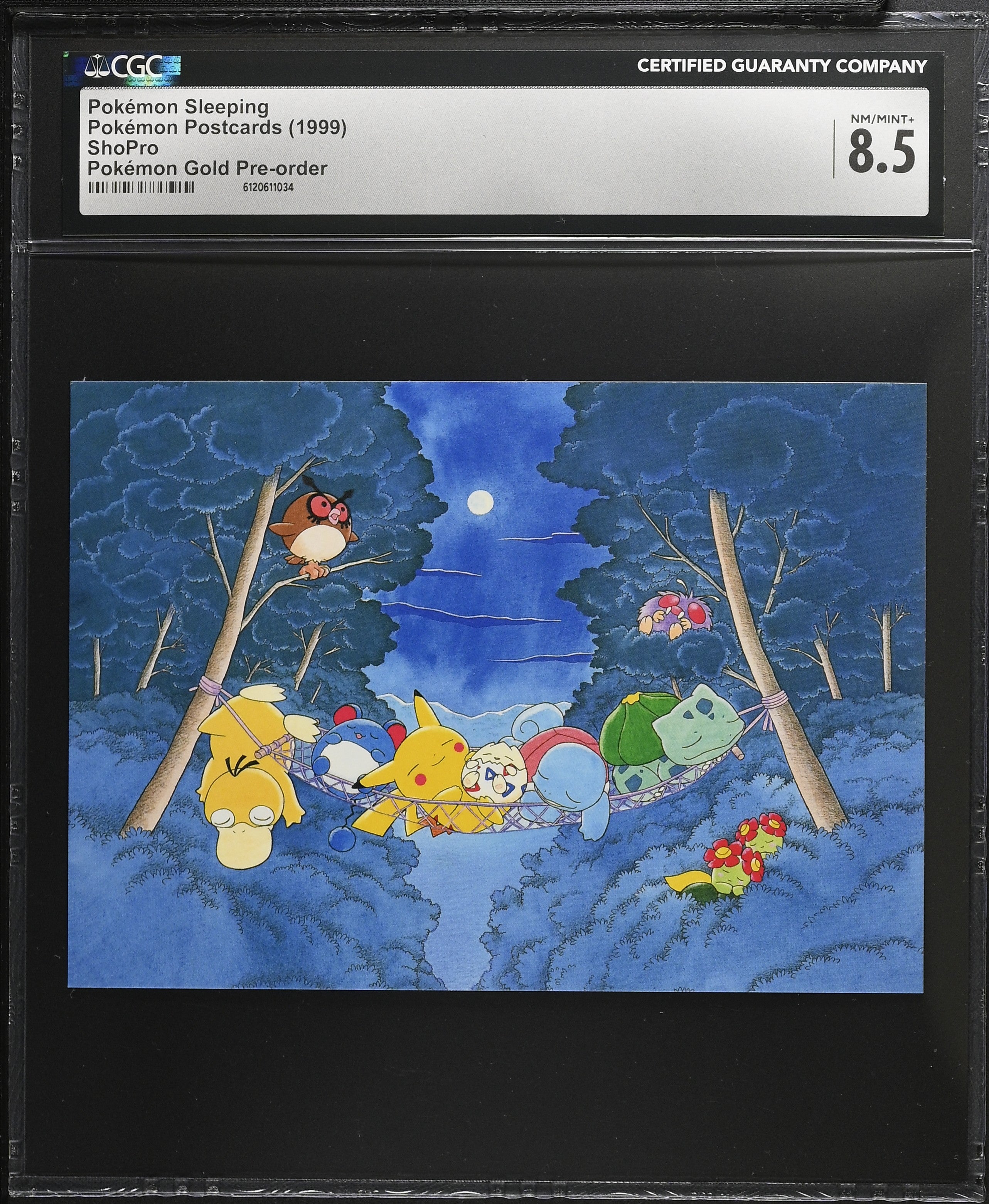 Pokemon Sleeping CGC 8.5 1999 Pokemon Gold Pre-order Postcard Keiko Fukuyama