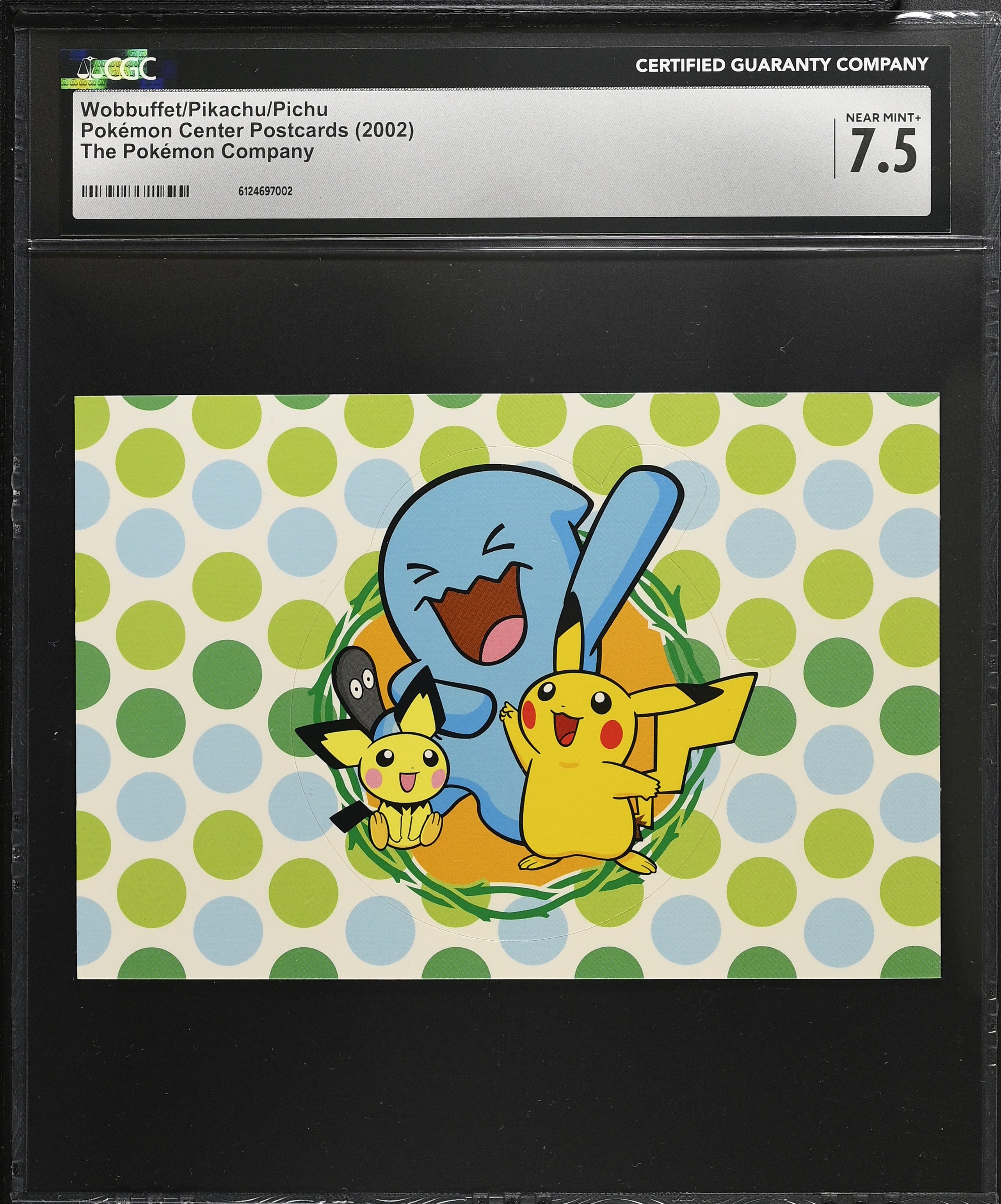 Wobbuffet Pikachu Pichu CGC 7.5 2002 Pokemon Center Postcard Japanese