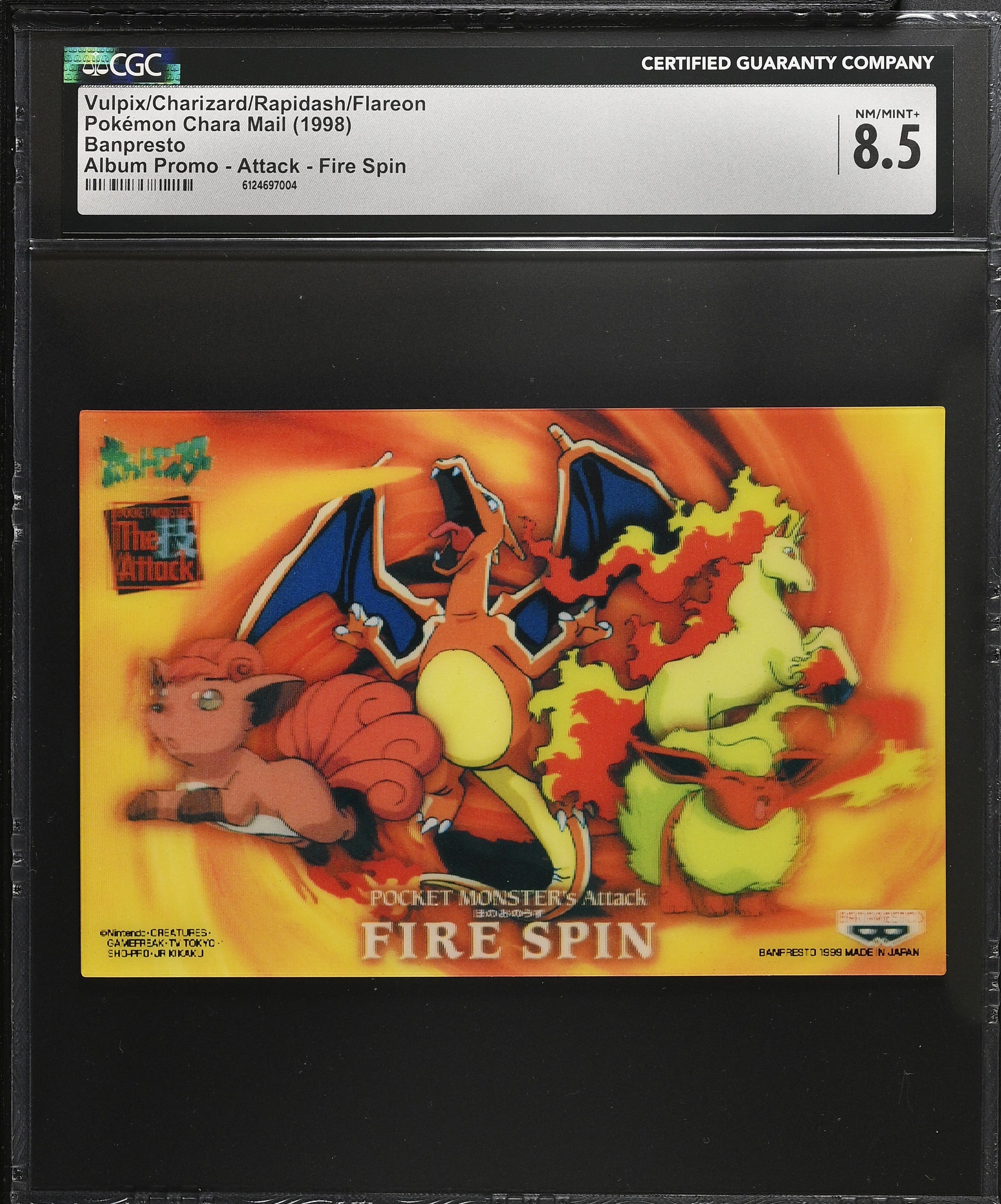 Charizard Flareon CGC 8.5 1998 Fire Spin Pokemon Banpresto Japanese LENTICULAR