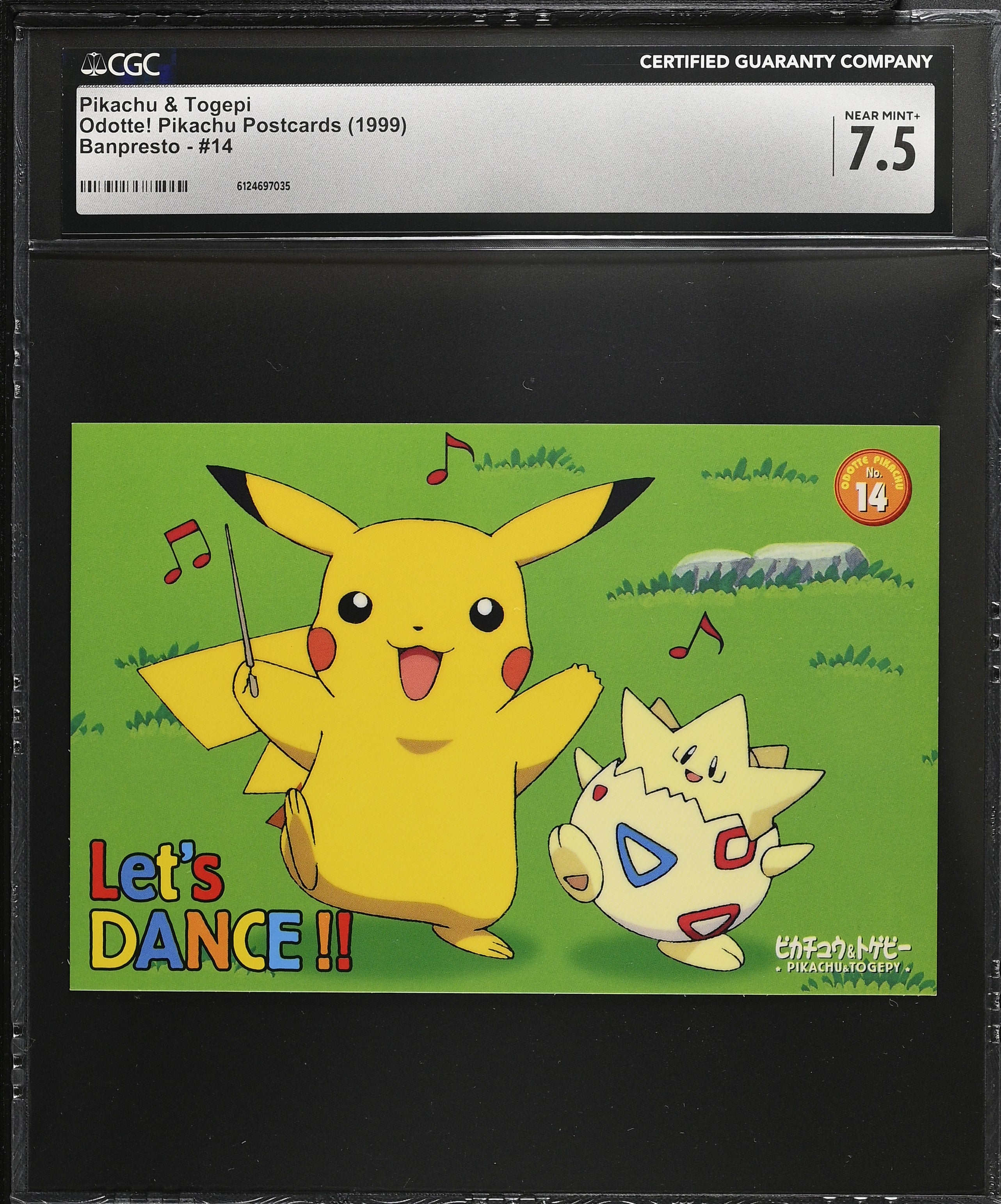 Pikachu & Togepi 14 CGC 7.5 1999 Odotte! Pikachu Postcard Japanese 