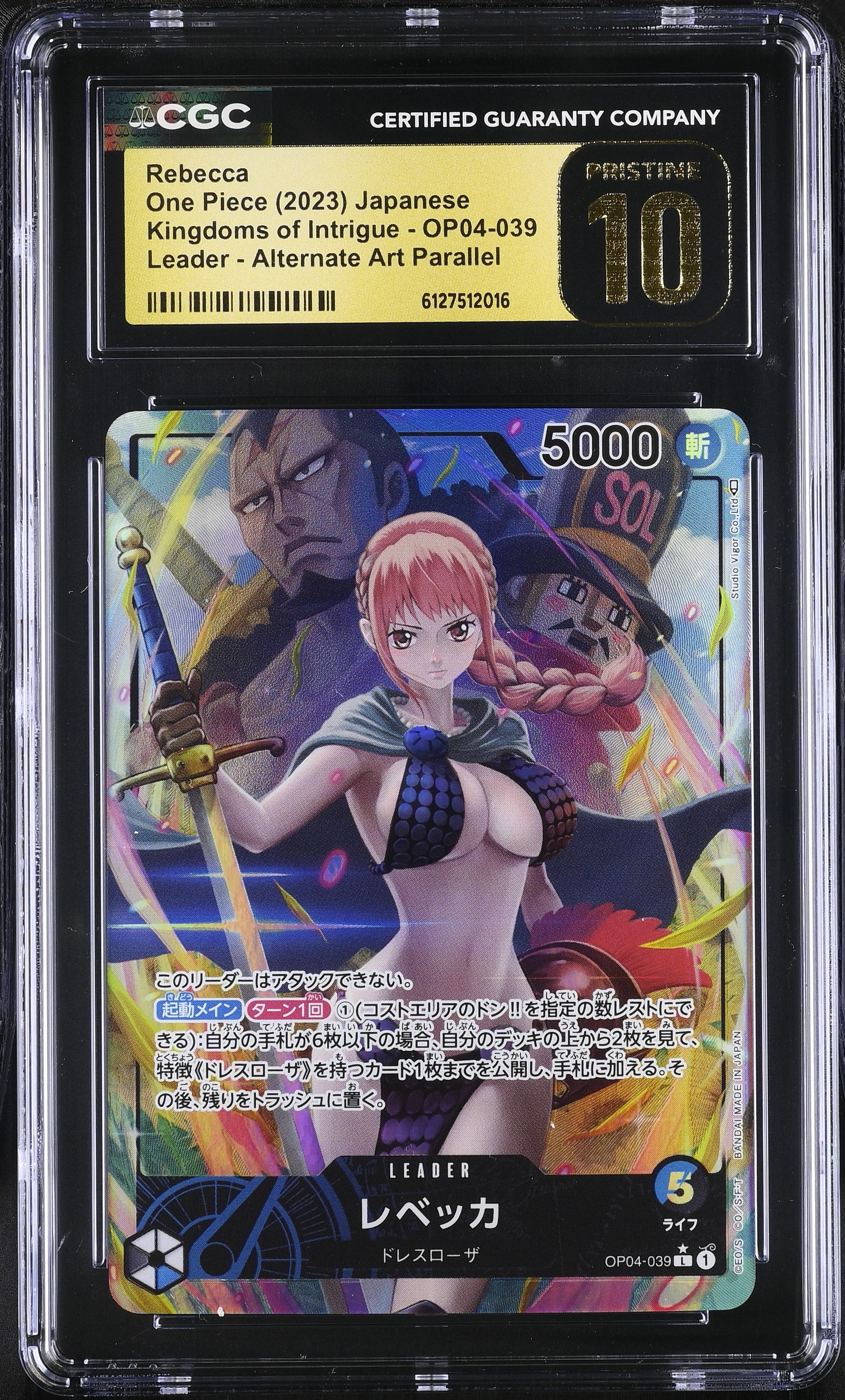 Rebecca OP04-039 CGC 10 Pristine 2023 Alternate Art Parallel Kingdoms Of Intrigue One Piece Japanese