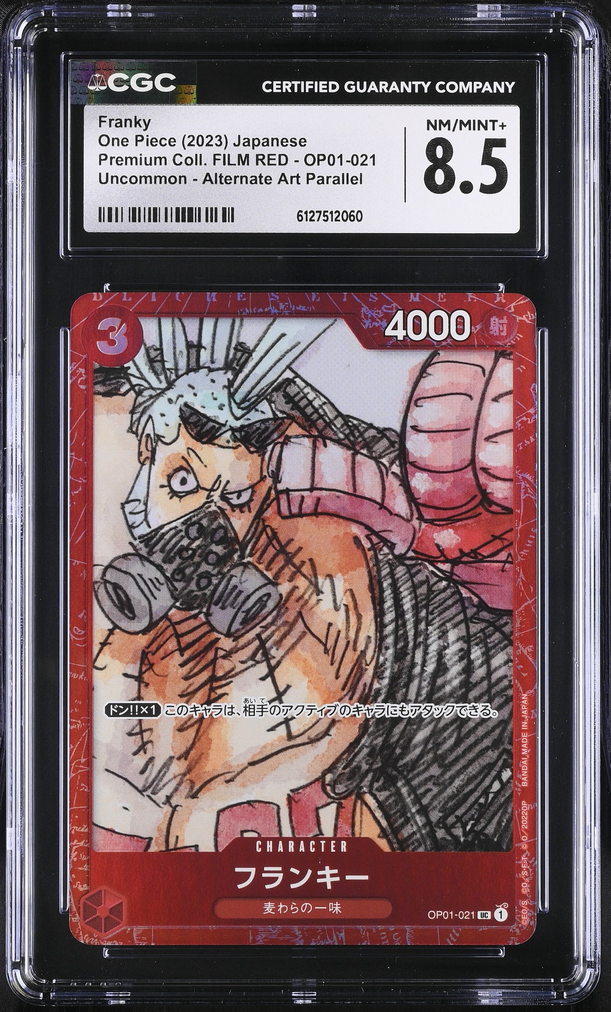 Franky OP01-021 CGC 8.5 Nm/mint+ 2023 Alternate Art Parallel Premium Coll. Film Red One Piece Japanese