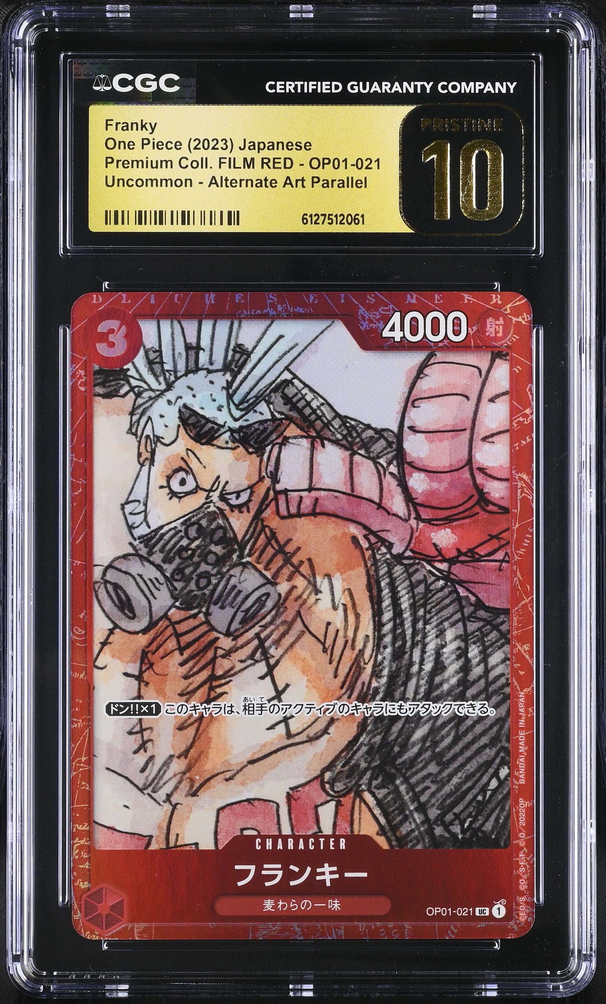 Franky OP01-021 CGC 10 Pristine 2023 Alternate Art Parallel Premium Coll. Film Red One Piece Japanese