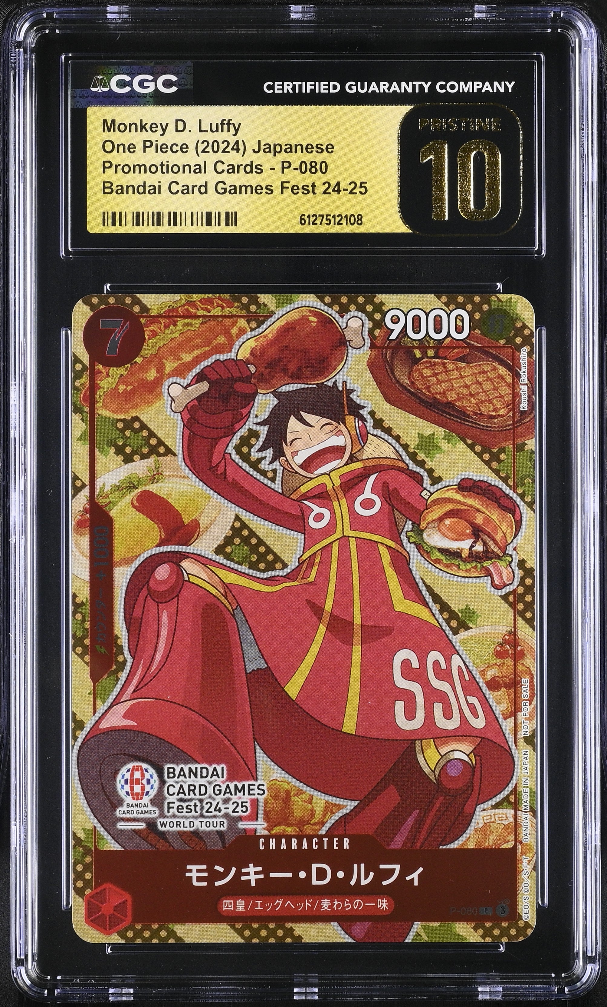 Monkey D. Luffy P-080 CGC 10 Pristine 2024 Bandai Card Games Fest 24-25 Promotional Cards One Piece Japanese