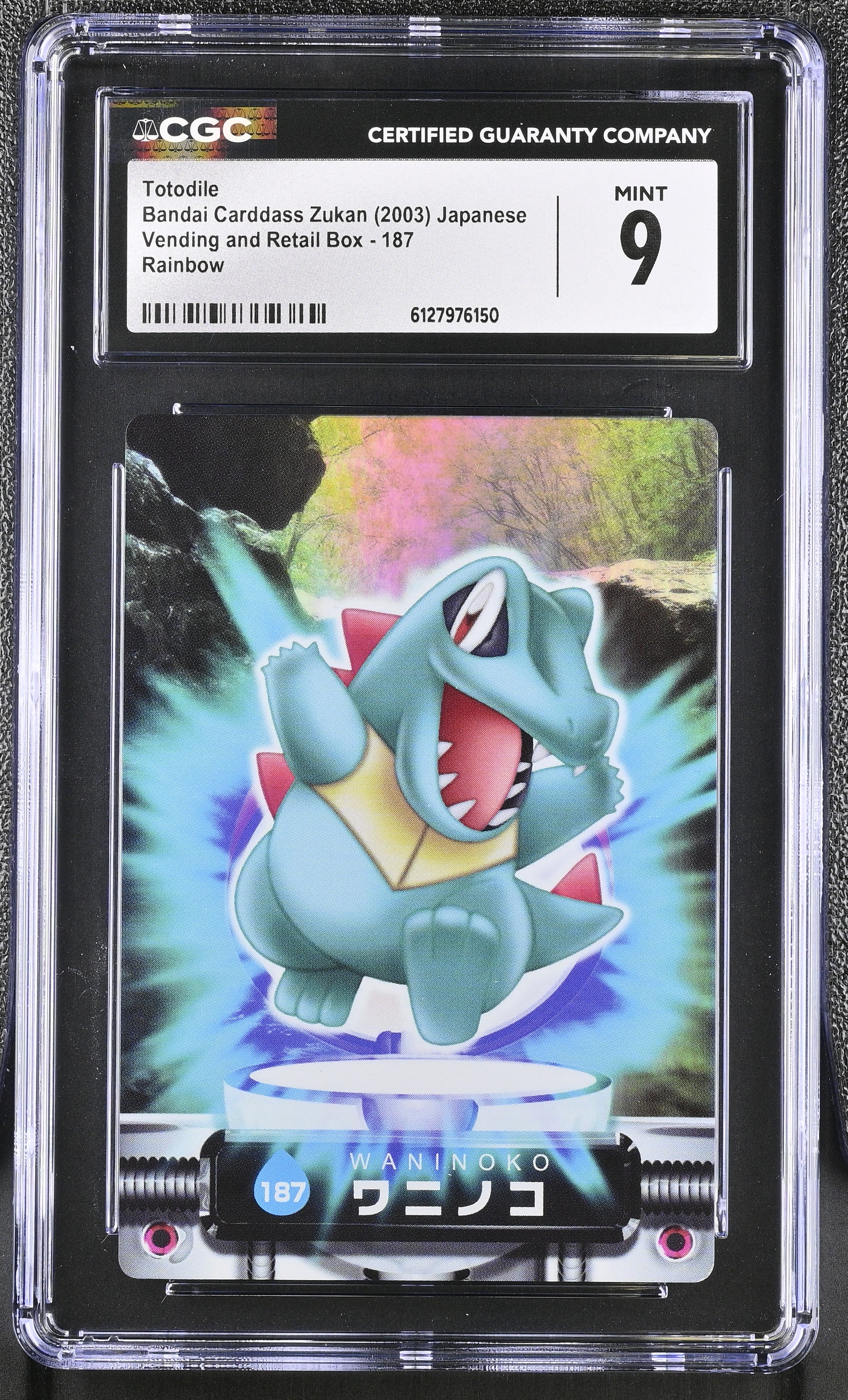 Totodile 187 CGC 9 Mint 2003 Rainbow Holo Carddass Zukan Japanese