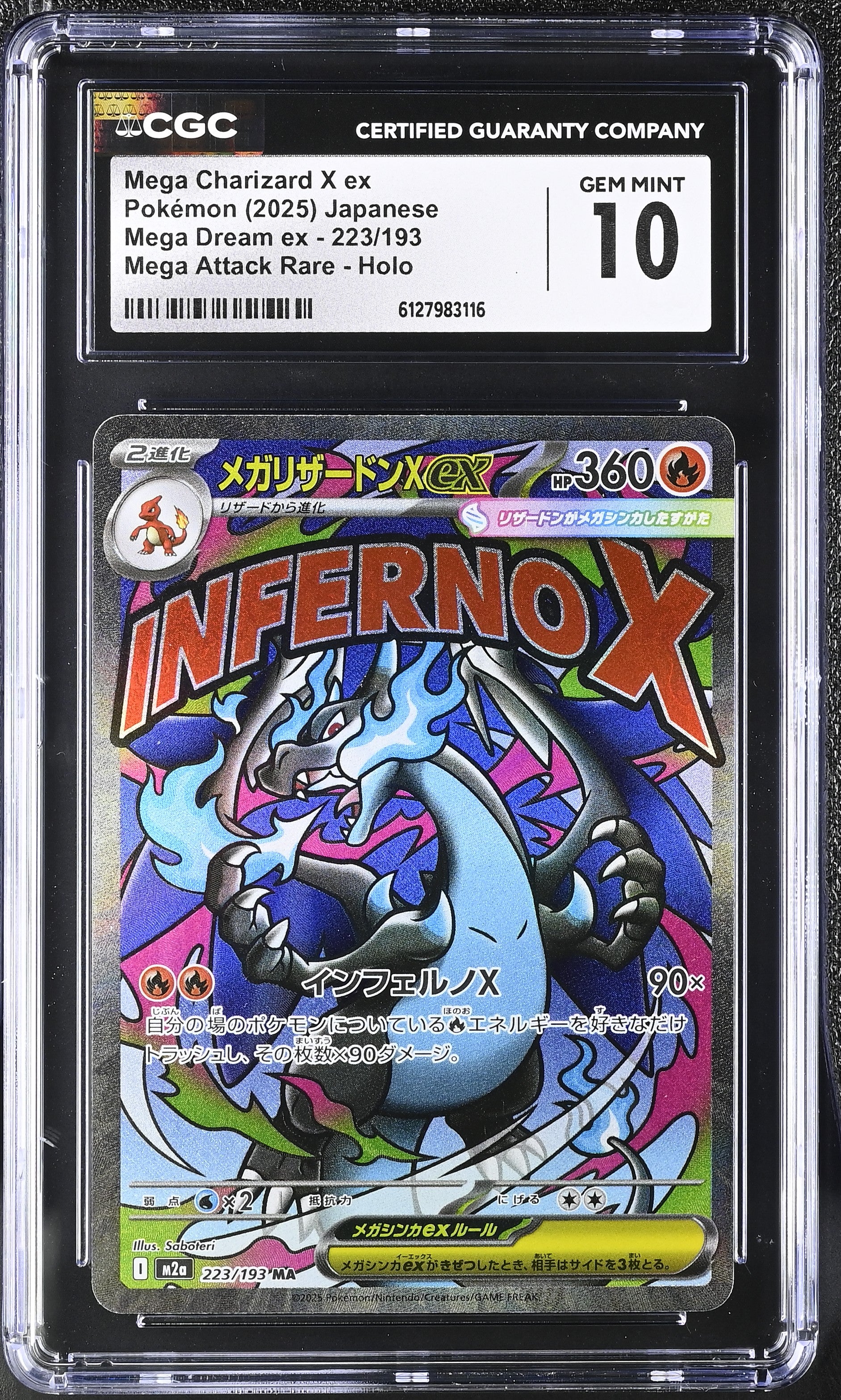 Mega Charizard X EX 223/193 CGC 10 Gem Mint 2025 Attack Rare Holo Mega Dream EX Pokemon Japanese