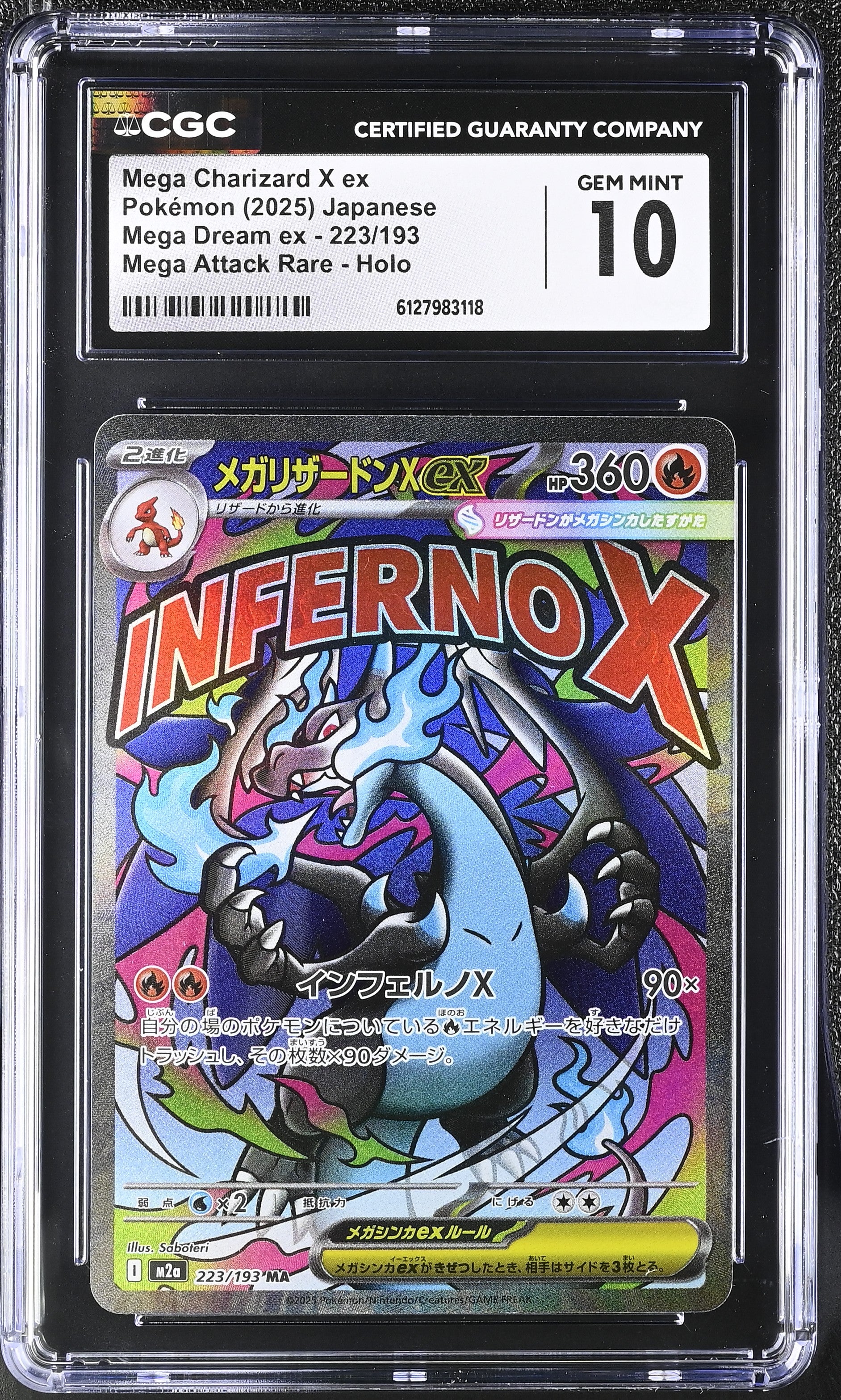 Mega Charizard X EX 223/193 CGC 10 Gem Mint 2025 Attack Rare Holo Mega Dream EX Pokemon Japanese