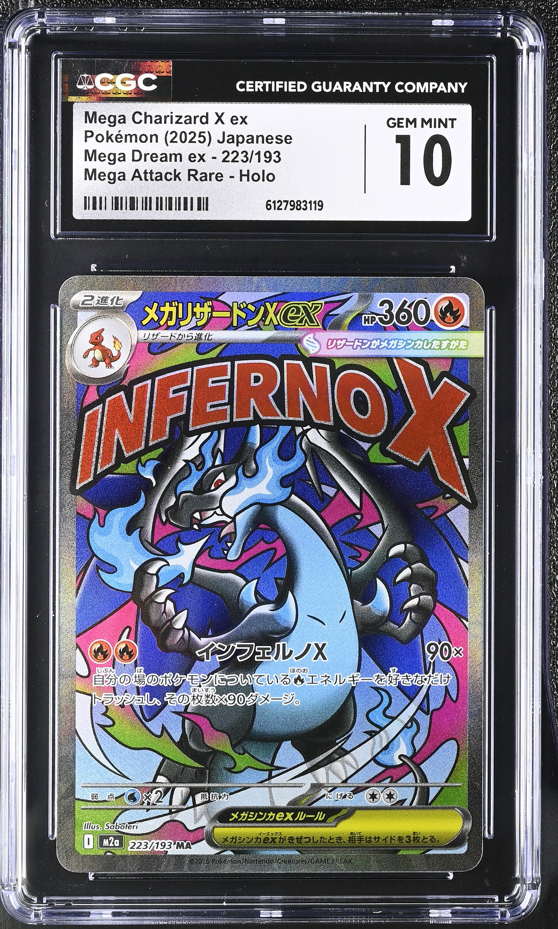 Mega Charizard X EX 223/193 CGC 10 Gem Mint 2025 Attack Rare Holo Mega Dream EX Pokemon Japanese