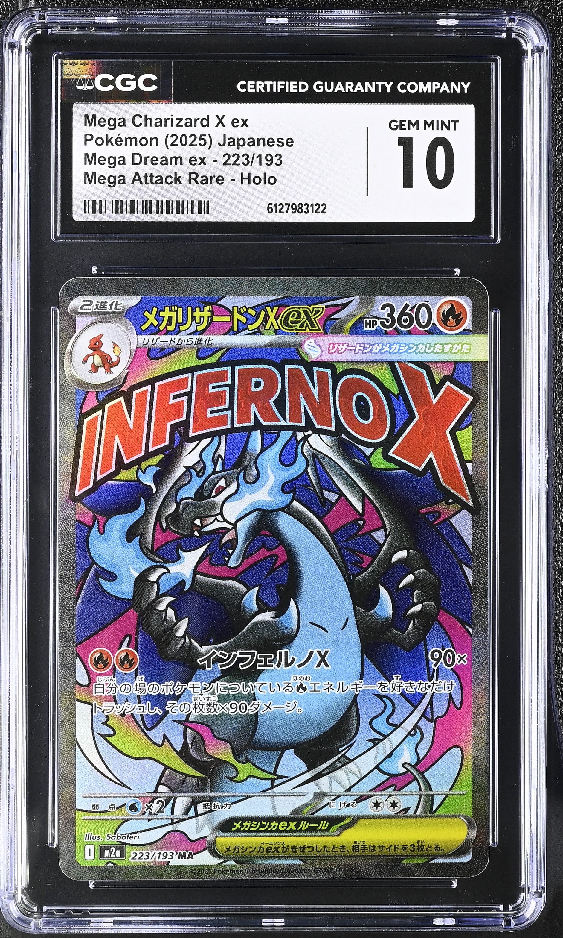 Mega Charizard X EX 223/193 CGC 10 Gem Mint 2025 Attack Rare Holo Mega Dream EX Pokemon Japanese