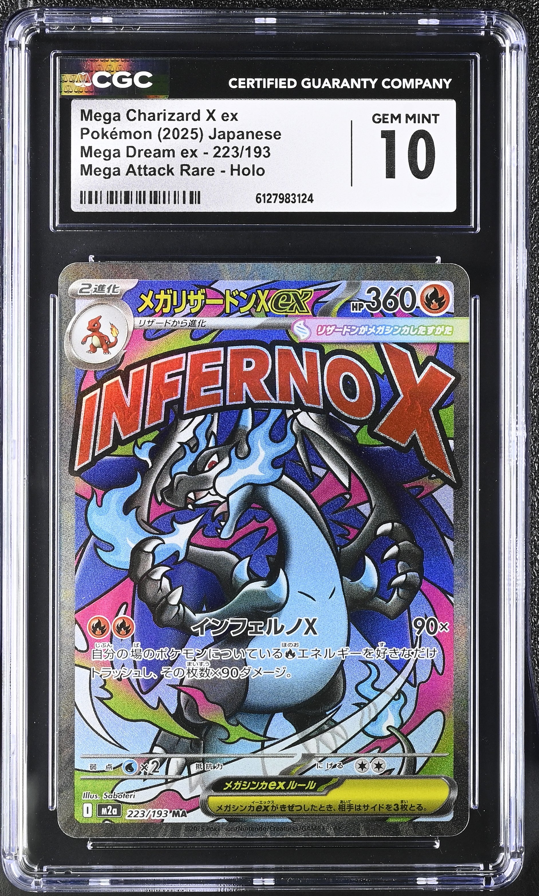 Mega Charizard X EX 223/193 CGC 10 Gem Mint 2025 Attack Rare Holo Mega Dream EX Pokemon Japanese