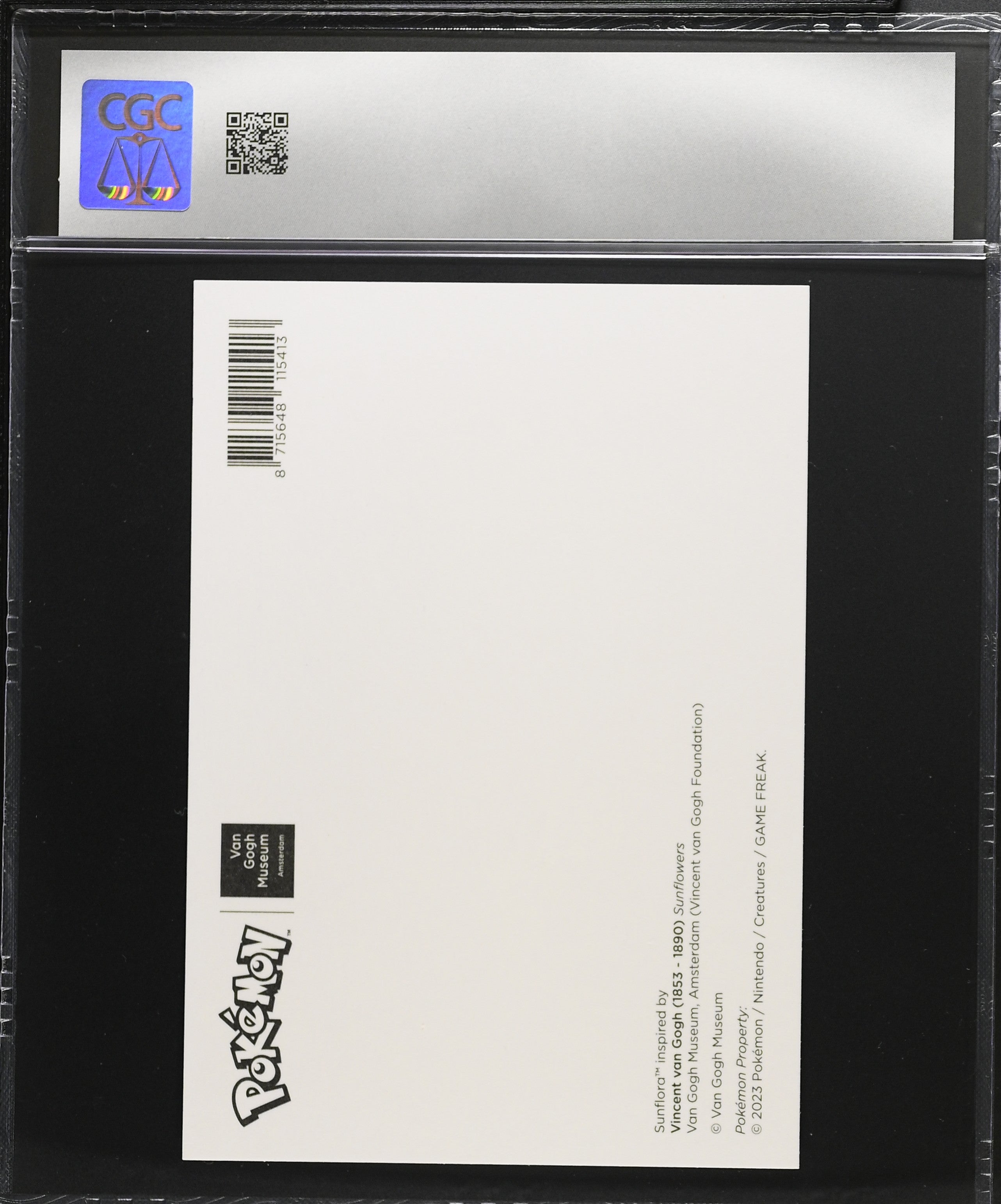 Sunflora CGC 10 Gem Mint 2023 Museum Exclusive Pokemon X Van Gogh Postcard