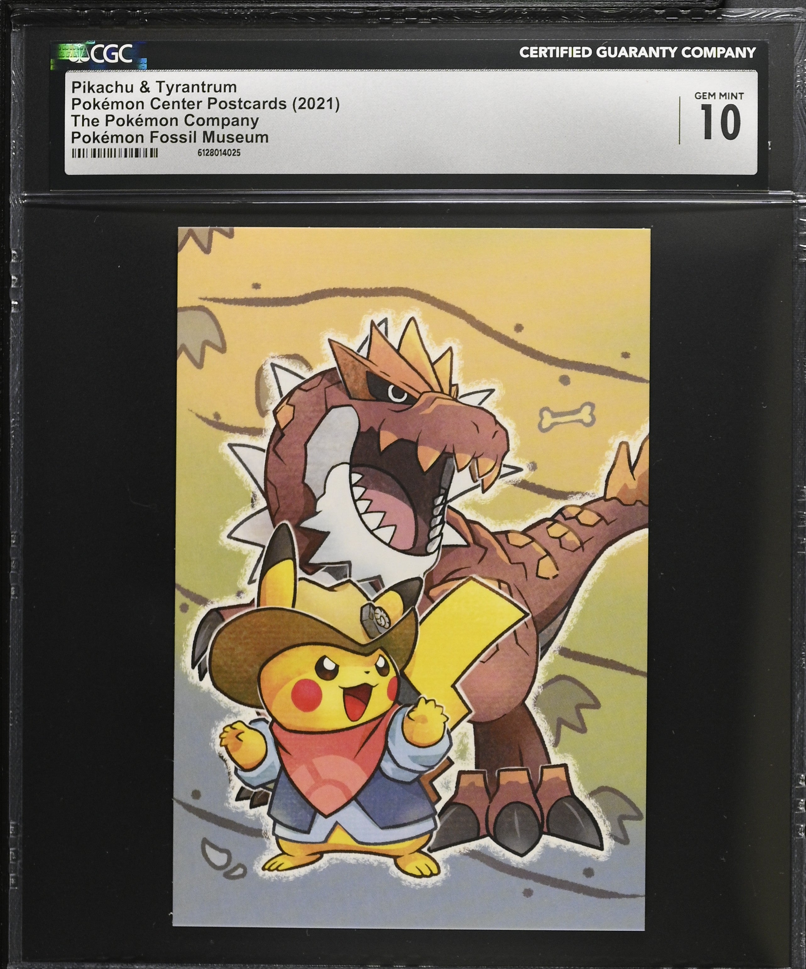 Pikachu & Tyrantrum CGC 10 Gem Mint 2021 Pokemon Fossil Museum Postcard