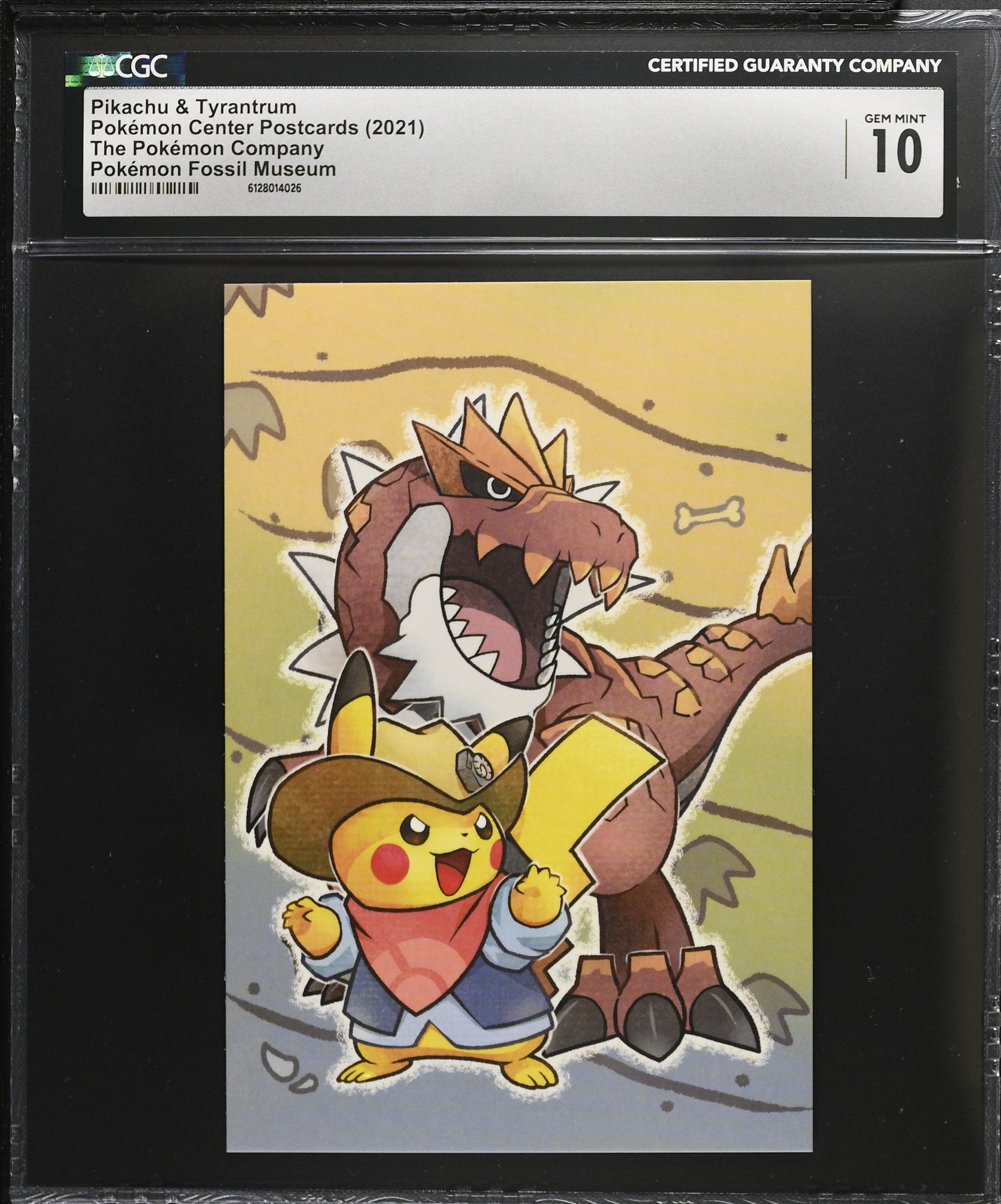 Pikachu & Tyrantrum CGC 10 Gem Mint 2021 Pokemon Fossil Museum Postcard