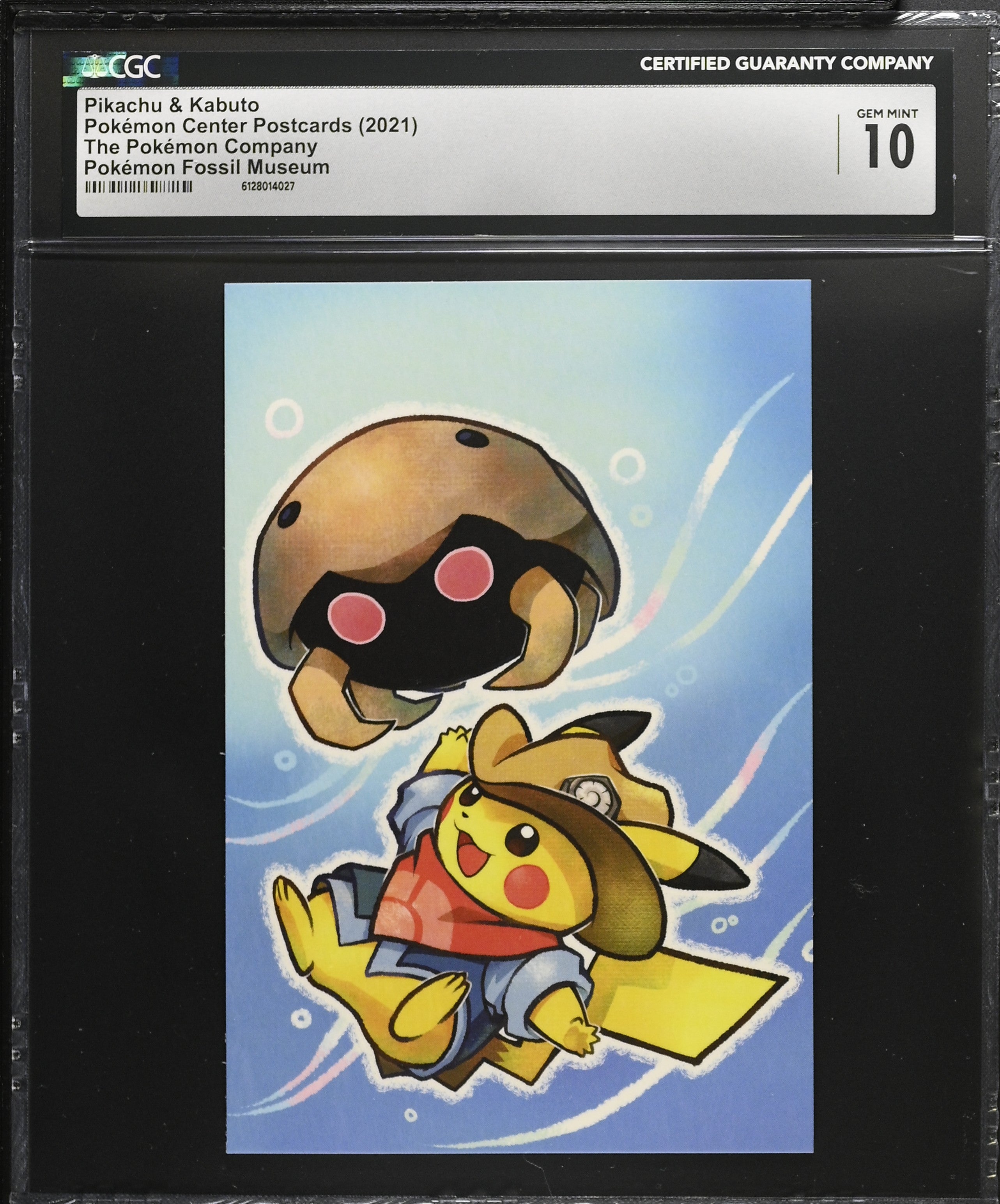 Pikachu & Kabuto CGC 10 Gem Mint 2021 Pokemon Fossil Museum Postcard
