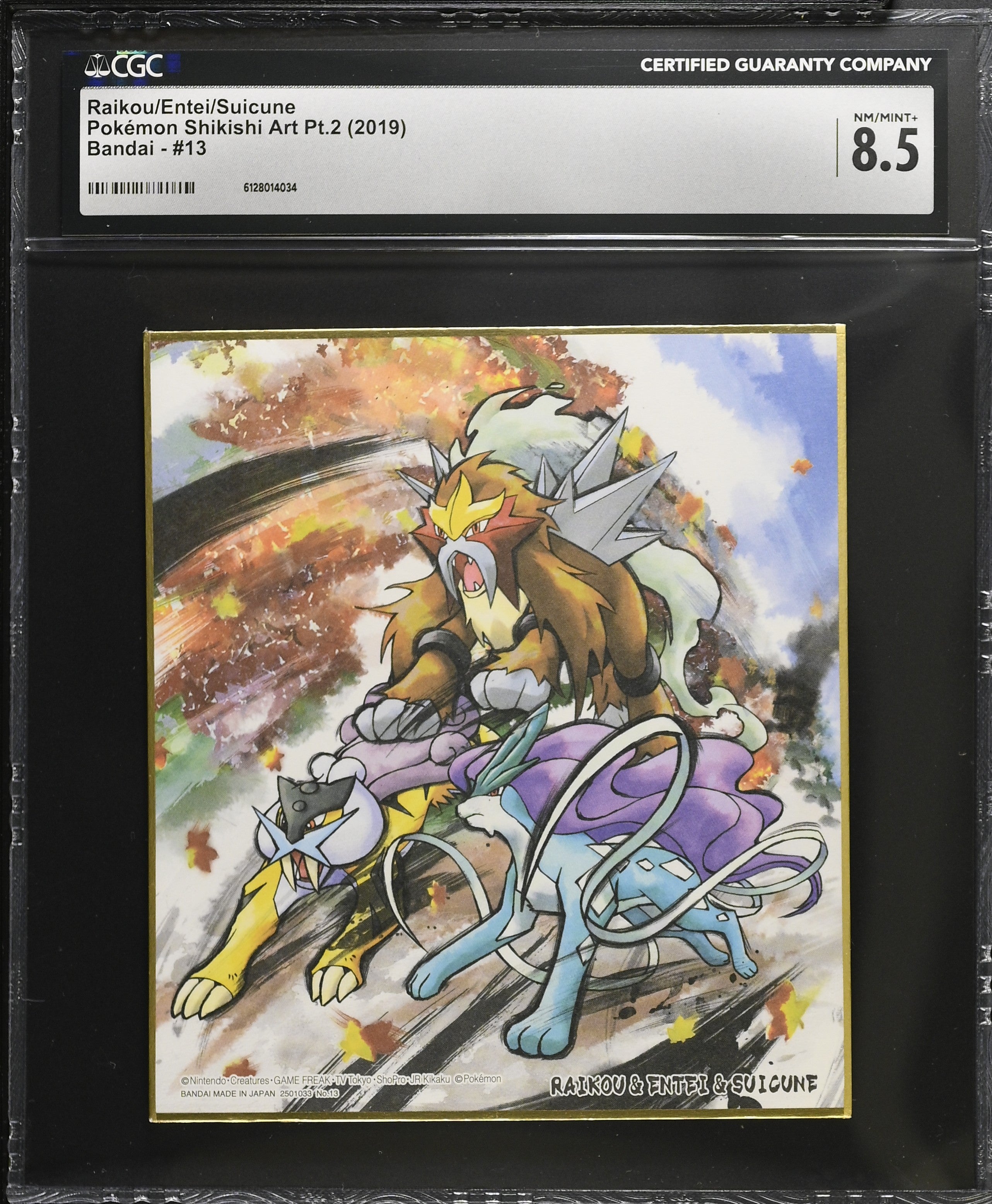 Raikou Entei Suicune 13 CGC 8.5 Nm/mint+ 2019 Pokemon Shikishi Art Pt.2 Japanese