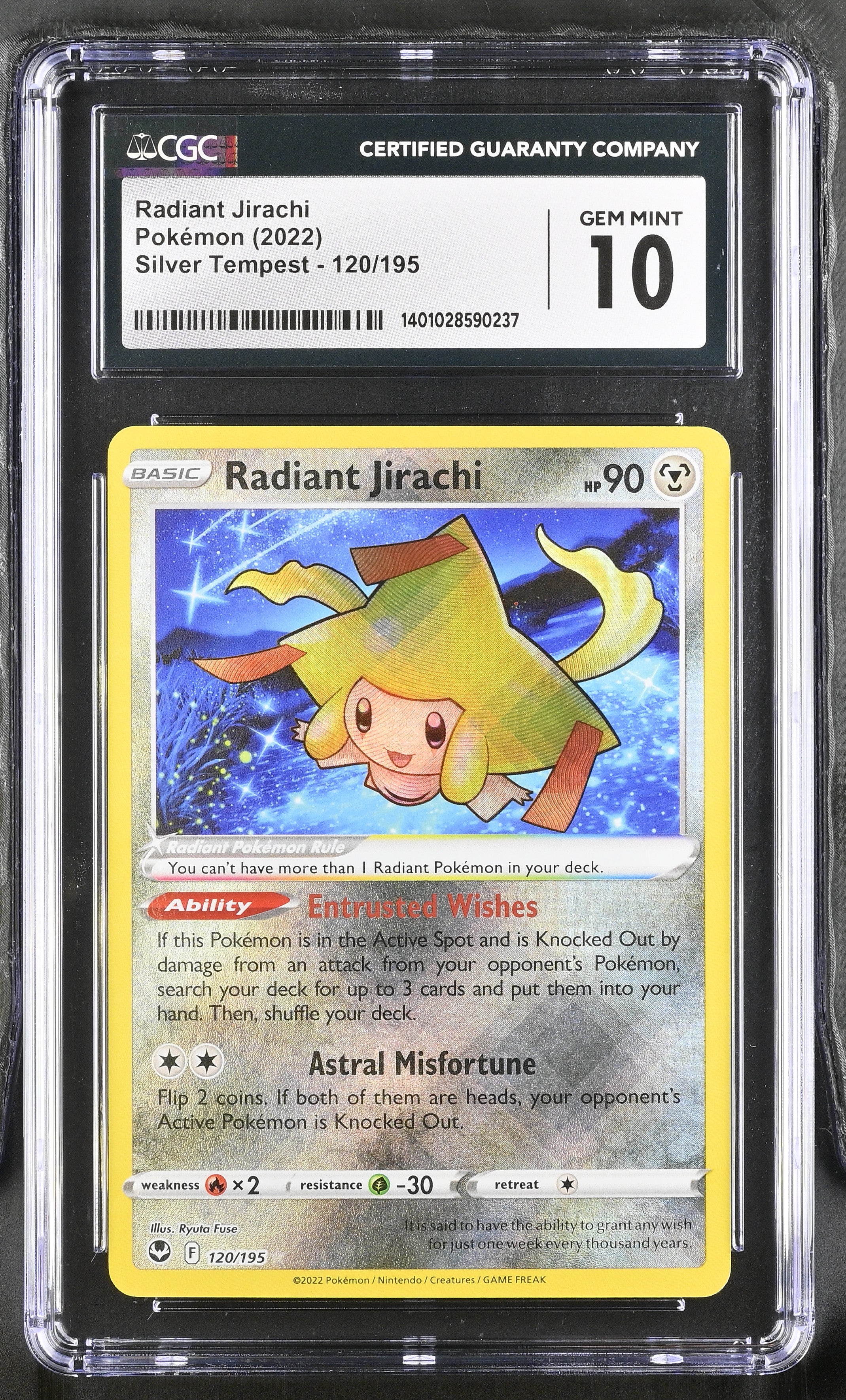 Radiant Jirachi 120/195 CGC 10 Gem Mint 2022 Holo Silver Tempest Pokemon English
