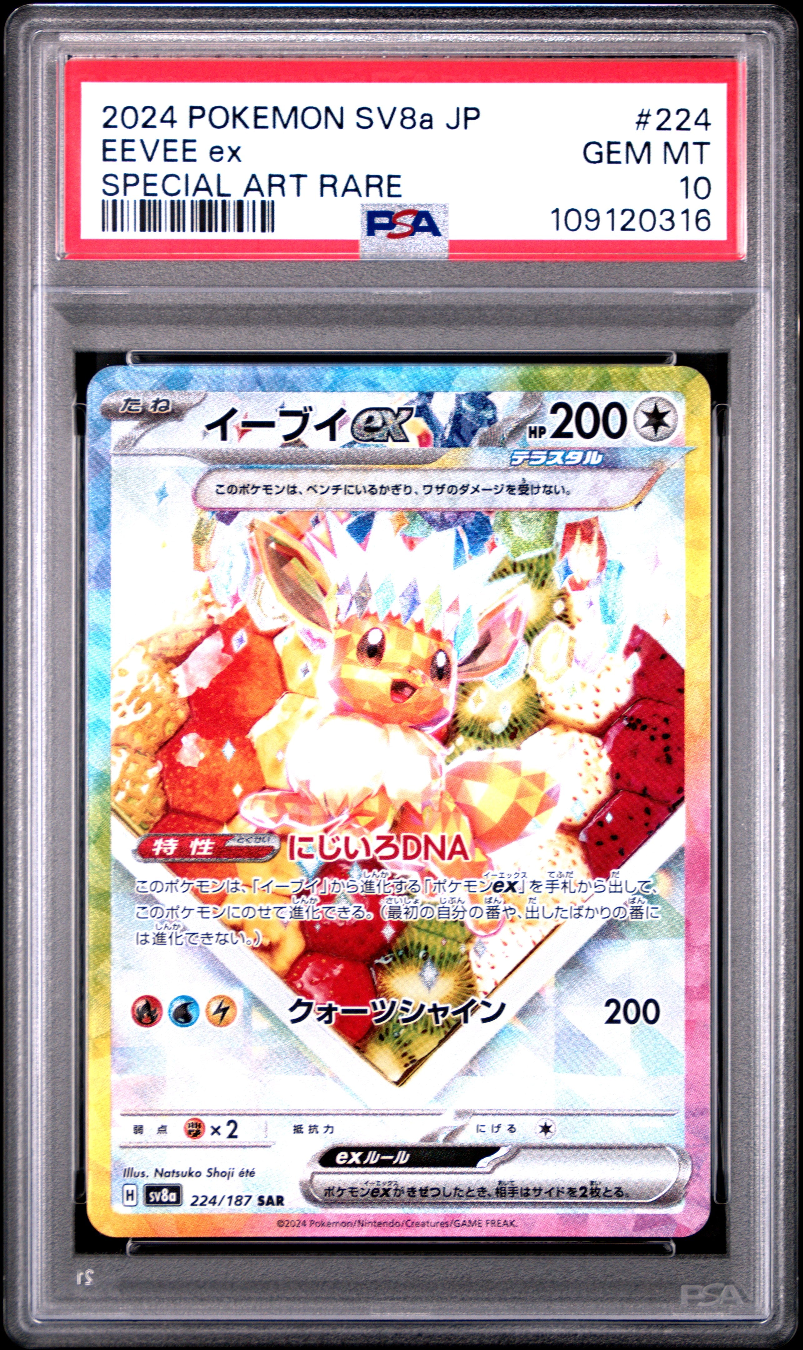 Eevee EX 224/187 PSA 10 2024 Special Art Rare Sv8a Terastal EX Pokemon Japanese