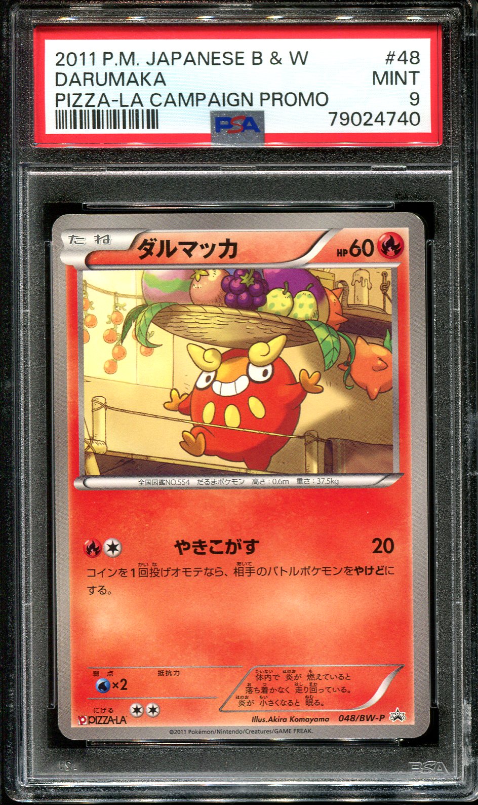 DARUMAKA 048/BW-P PSA 9 POKEMON PIZZA-LA CAMPAIGN PROMO JAPANESE