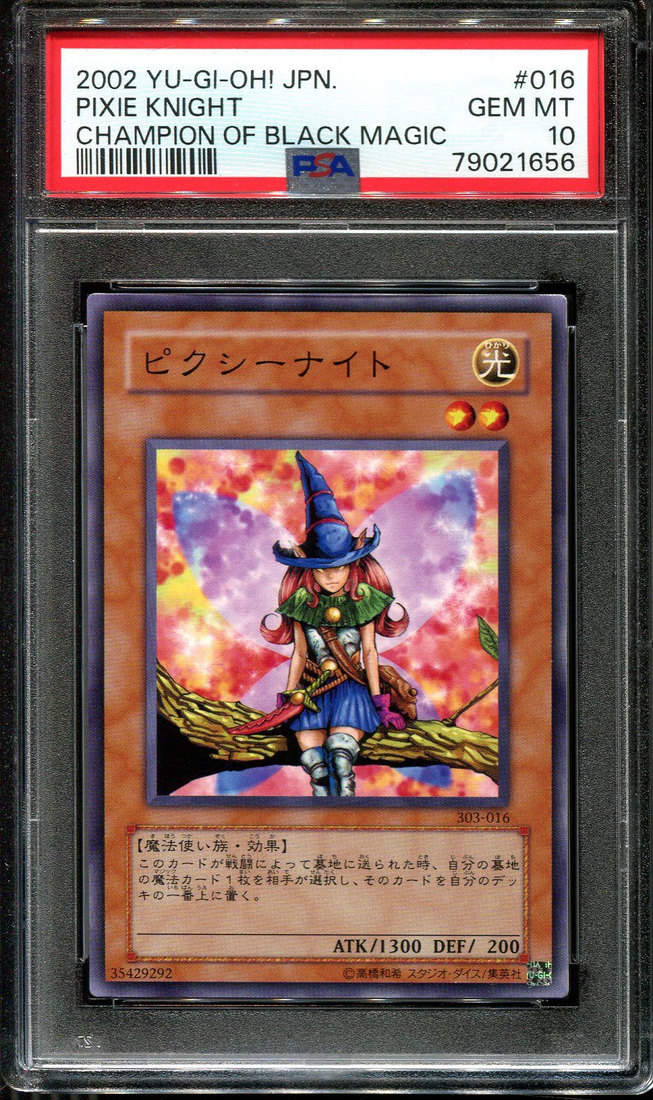 YUGIOH - PSA 10 - PIXIE KNIGHT - 303-016 - CHAMPION OF BLACK MAGIC JAPANESE OCG