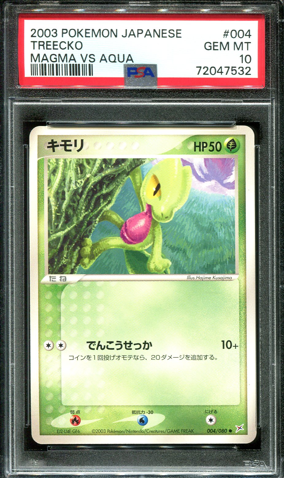 TREECKO 004/080 PSA 10 POKEMON MAGMA VS AQUA JAPANESE