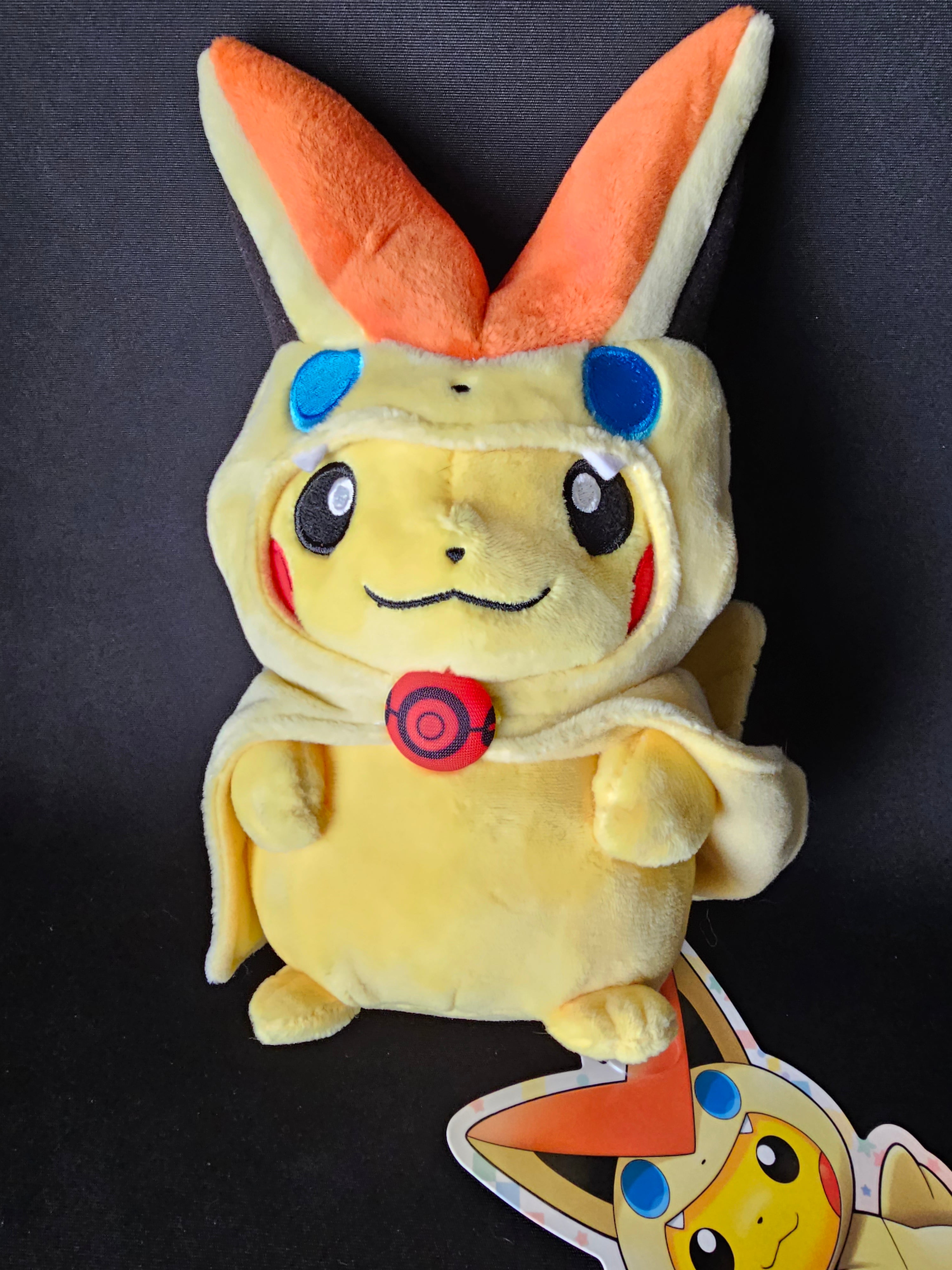 Mega Victini Pikachu Plush Pokemon Center 2016 Official Japanese Poncho